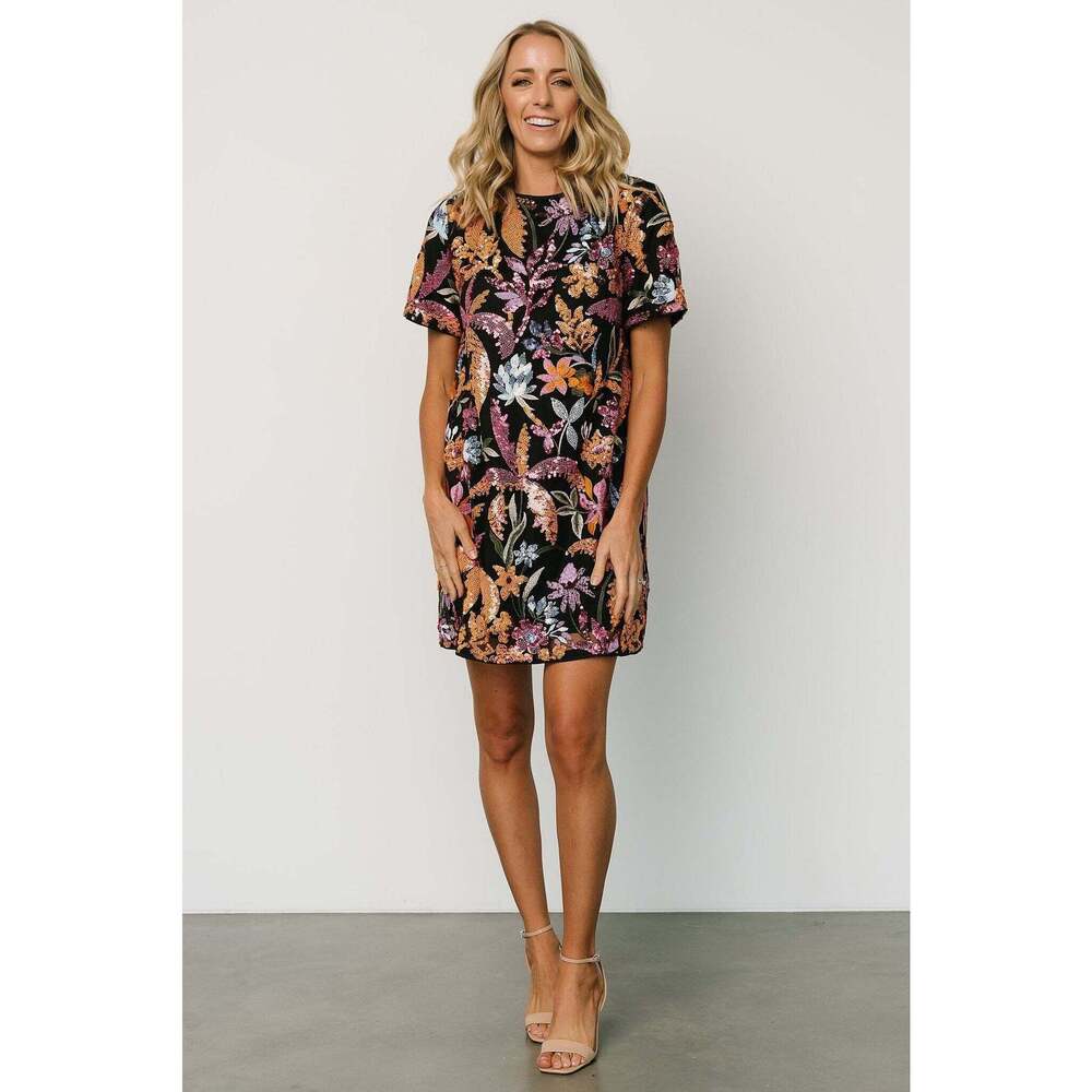Baltic Born Patricia Sequin Short Dress | Black Size LL